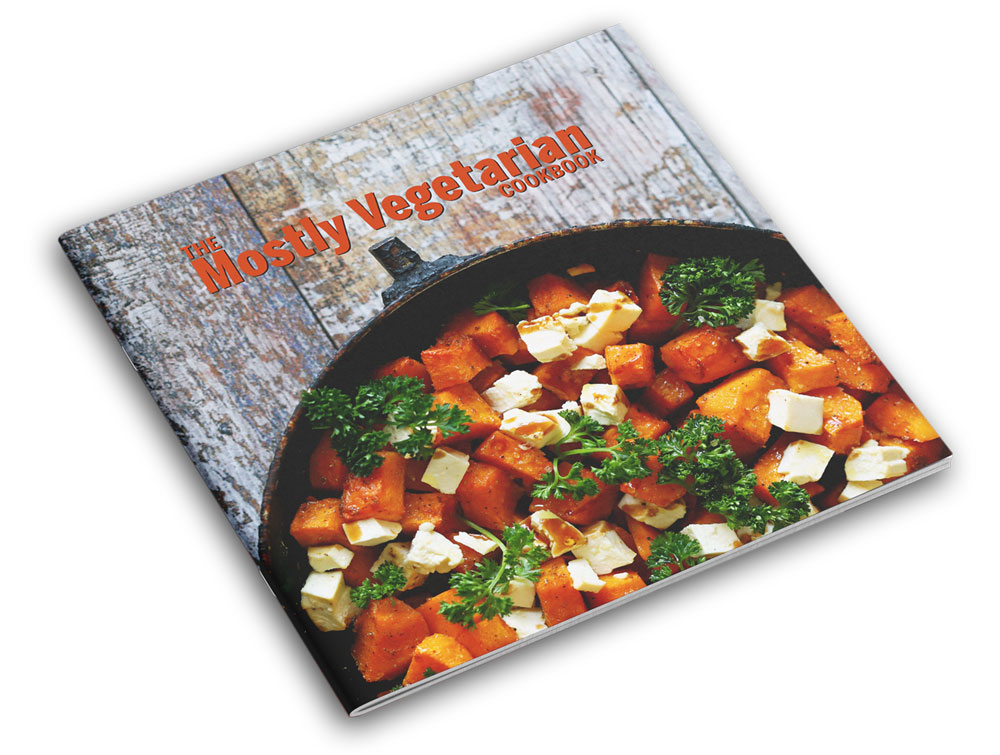 Book design, non-fiction books. The Mostly Vegetarian Cookbook. 